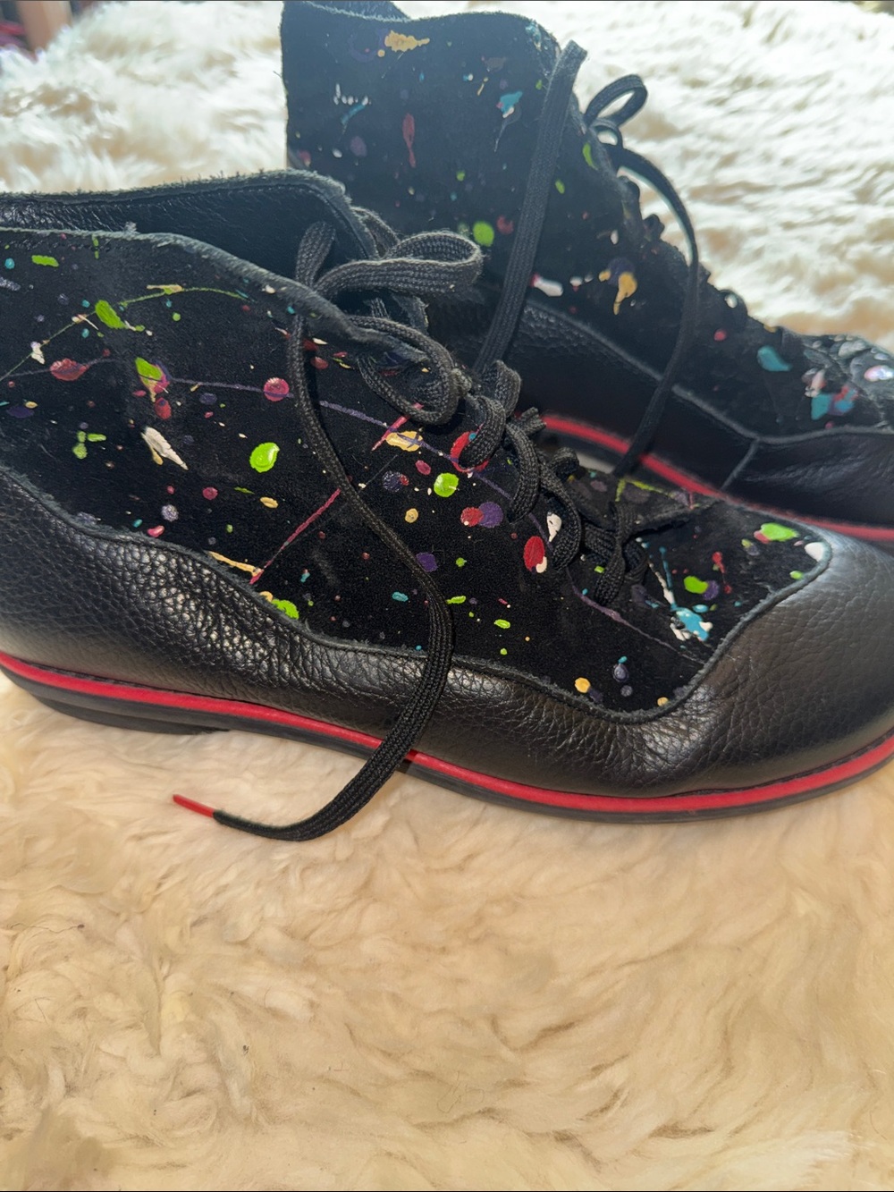 Women’s Black Paint-Splatter Lace-Up Sneakers